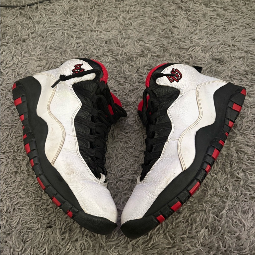 Jordan 10 double nickel White and Black Sneakers with Red Accents